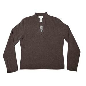 Neiman Marcus Cashmere V-Neck Sweater Brown XL Pullover Quiet Luxury Parisian